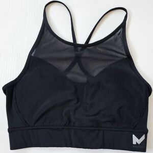 MISSION | Vapor Active Black Mesh High Neck Sports Bra – Strappy Back Activewear